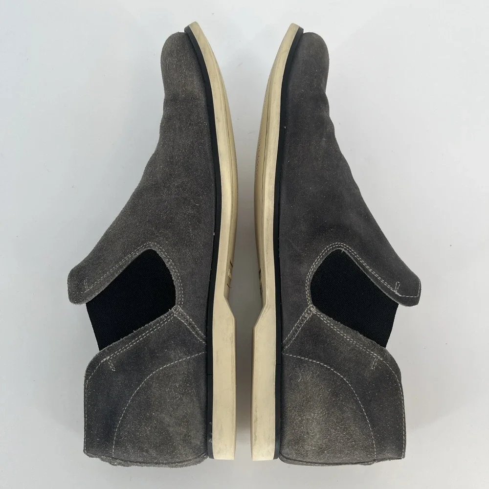 John Varvatos Men's Coal Gray Suede Low Chelsea Boot Made In Italy Size 8.5